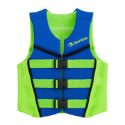 Owntop front view of blue youth swim vest showing secure fit and visibility