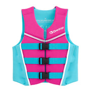Owntop front view swim jacket showing bright color and snug fit benefit