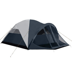 Pacific Pass tent front view showing navy gray shell and roomy entrance for easy access