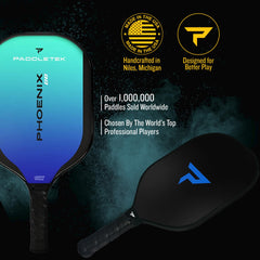 Paddletek Phoenix G6 textured polycarbonate face close-up for improved spin