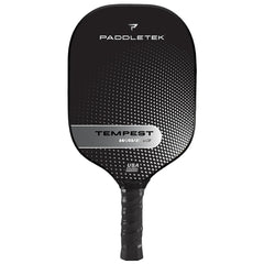 Paddletek Tempest Wave V3 front face showing ICED carbon fiber for increased spin and control