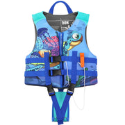 PAETAE front view of toddler swim vest showing fit and bright pattern for easy visibility