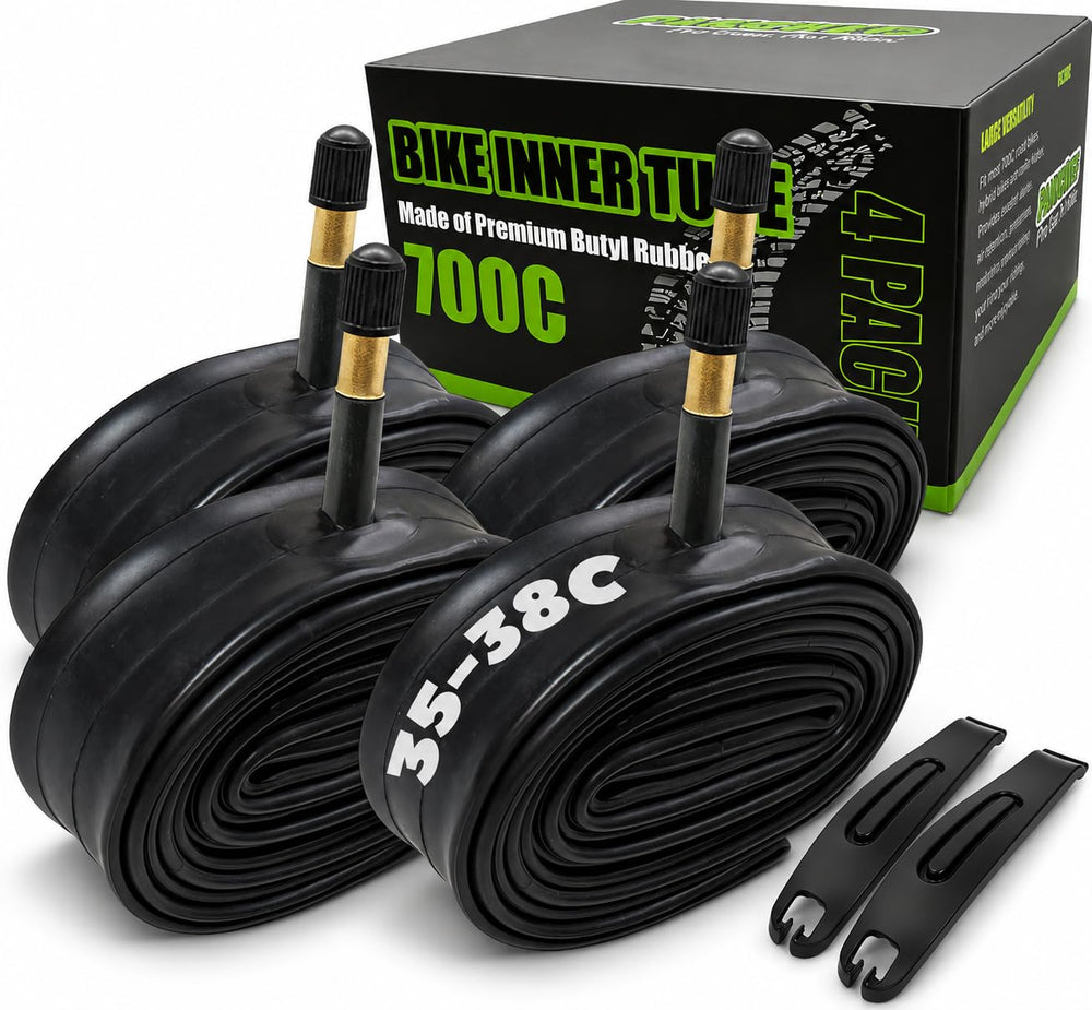 PAKCHEF front packaging showing four inner tubes and included levers, convenient spare set