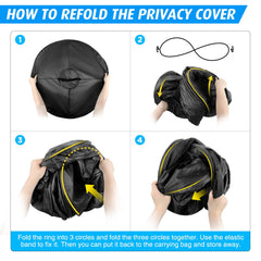 PANKAY in use with a portable camping toilet providing quick private shelter outdoors