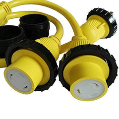 Parkworld splitter laid beside tape measure showing 36 inch cable length for quick scale reference