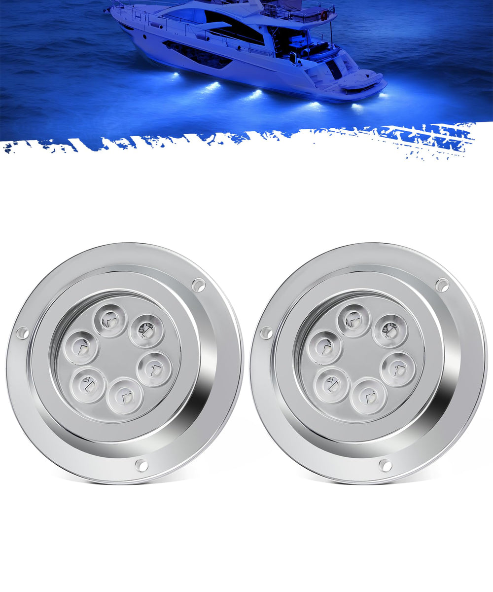 Partsam front view showing blue light and clear lens, enhances nighttime visibility