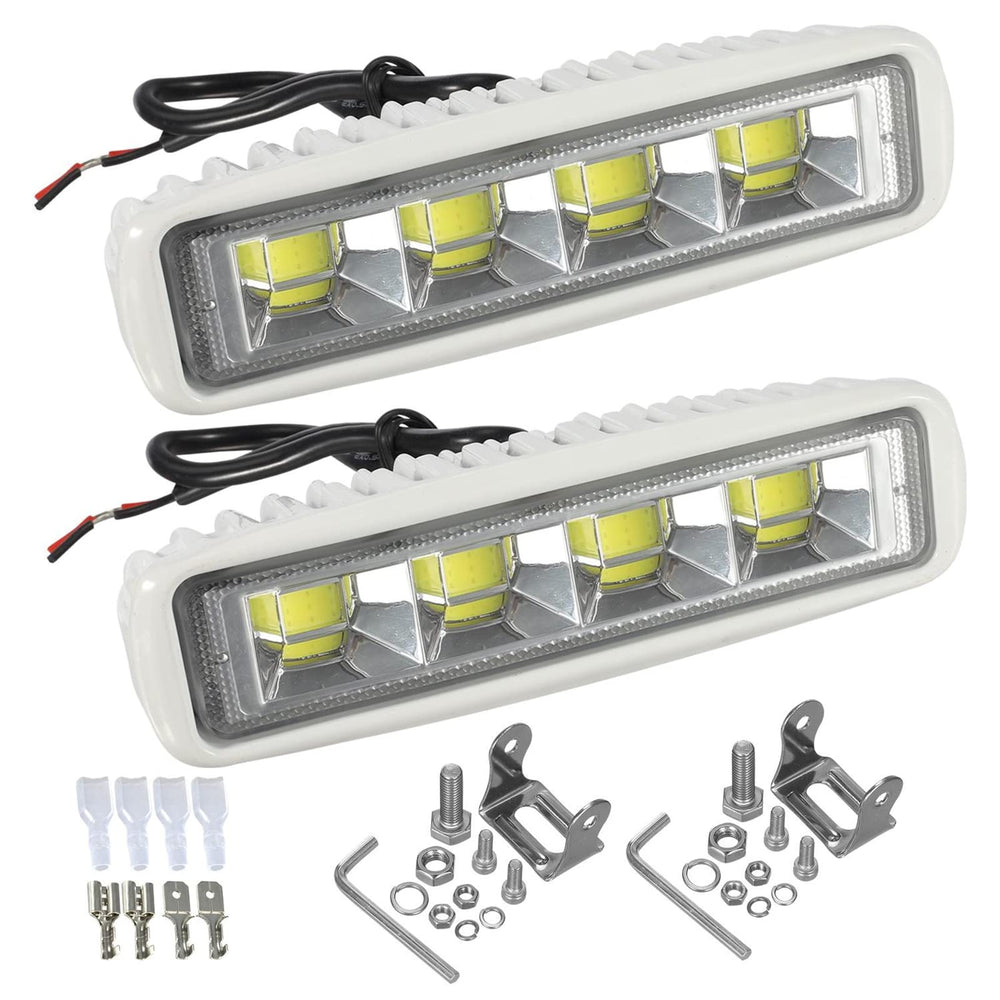 Partsam front view LED boat lights showing wide white beam and high visibility