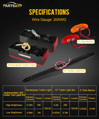 Partsam set of amber and red side markers with reflective stickers improving side visibility