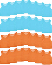 Pasimy front view of blue and orange pinnies set for easy team setup