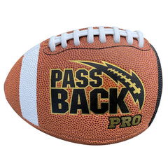 Passback brand pro composite football front view showing official-size design and durable shell for reliable practice