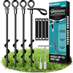 Payivsve front view of four black screw-in anchors showing kit contents and benefit securing gear