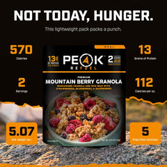 Peak Refuel close-up of berry clusters and oats highlighting crunchy texture and flavor