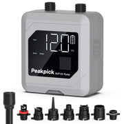 Peakpick pump front view showing compact design and handle for easy transport