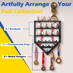 peccera top shelf holding a trophy and keepsake demonstrating display versatility