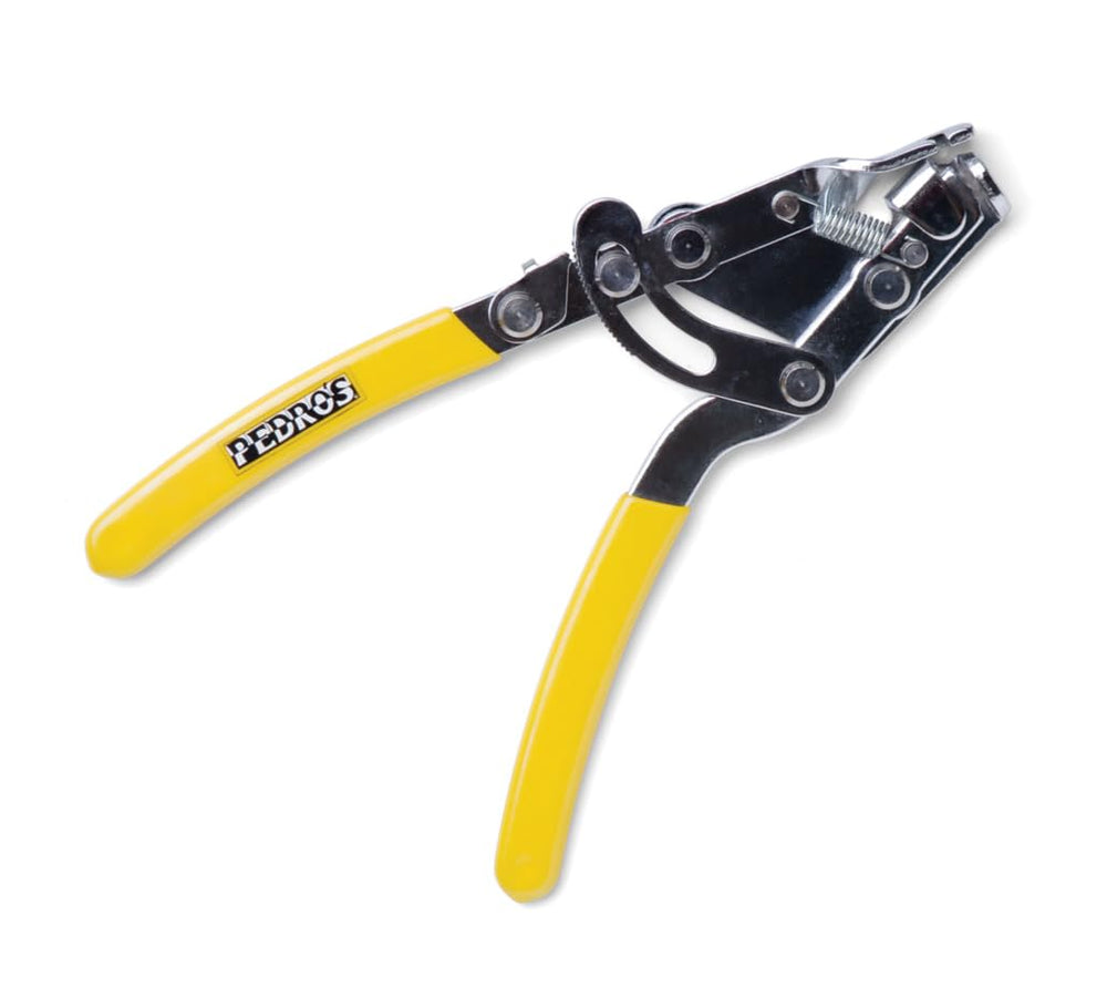 Pedro's cable puller front view showing compact shape and ergonomic grip for faster cable tensioning