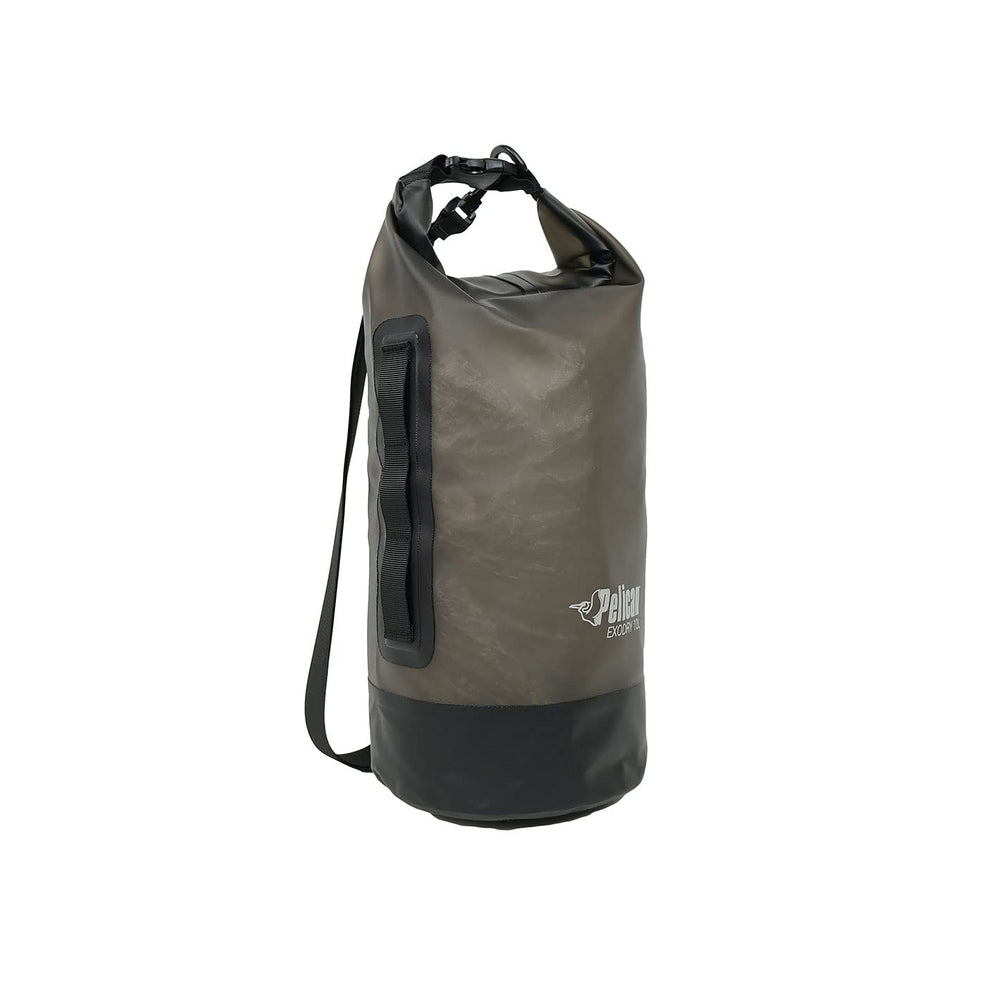 Pelican ExoDry 10L front view showing roll-top and carrying strap benefit: easy access