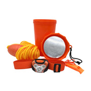 Pelican front view of orange nautical safety kit showing compact layout and fast access benefits