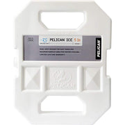 Pelican 5 lb ice pack front view showing clean white shell and compact profile, preserves cooler temperature