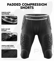 Penveer close-up of integrated plastic-reinforced thigh pad for impact protection