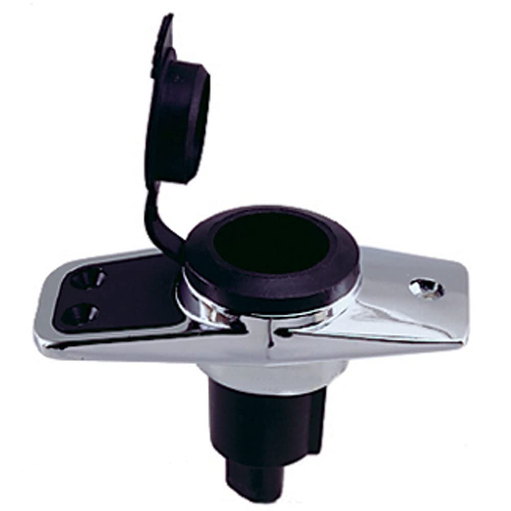 Perko chrome-plug-in light base front view showing waterproof cover and secure fit