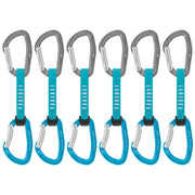 Petzl DJINN AXESS six-pack laid out showing carabiners and 12 cm slings for easy rack setup