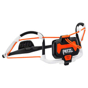 Petzl IKO CORE front view showing lamp and battery pack with balanced fit benefit