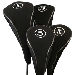 PGC black headcovers front view showing clean protective fit