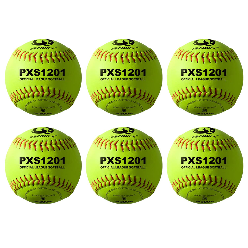 PHINIX front view of box of six softballs showing branding and visibility benefit