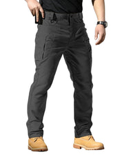 PIDO YOGA front view dark gray pants showing fit and pocket layout for versatile wear