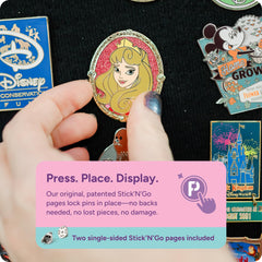 PinFolio close-up of self-healing display material holding pin posts securely