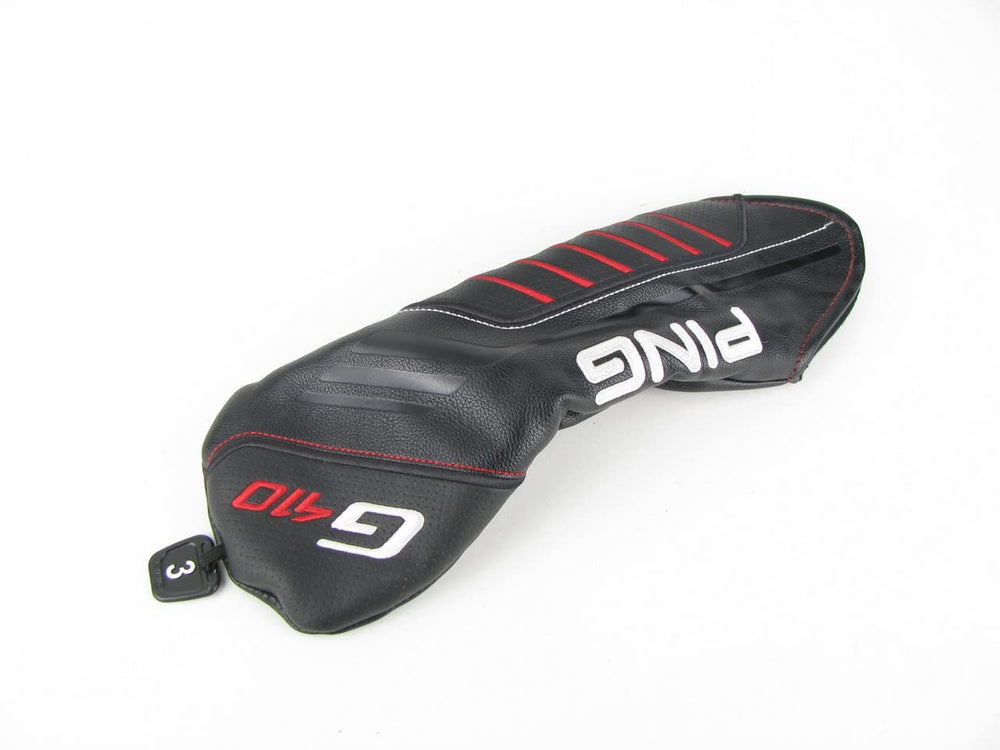 PING G410 headcover front view protecting 3-wood with stylish black and red finish