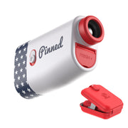 Pinned Golf front view showing compact rangefinder and benefit of quick handling