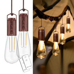 PINSAI front view hanging lantern showing warm glow and vintage look for ambiance