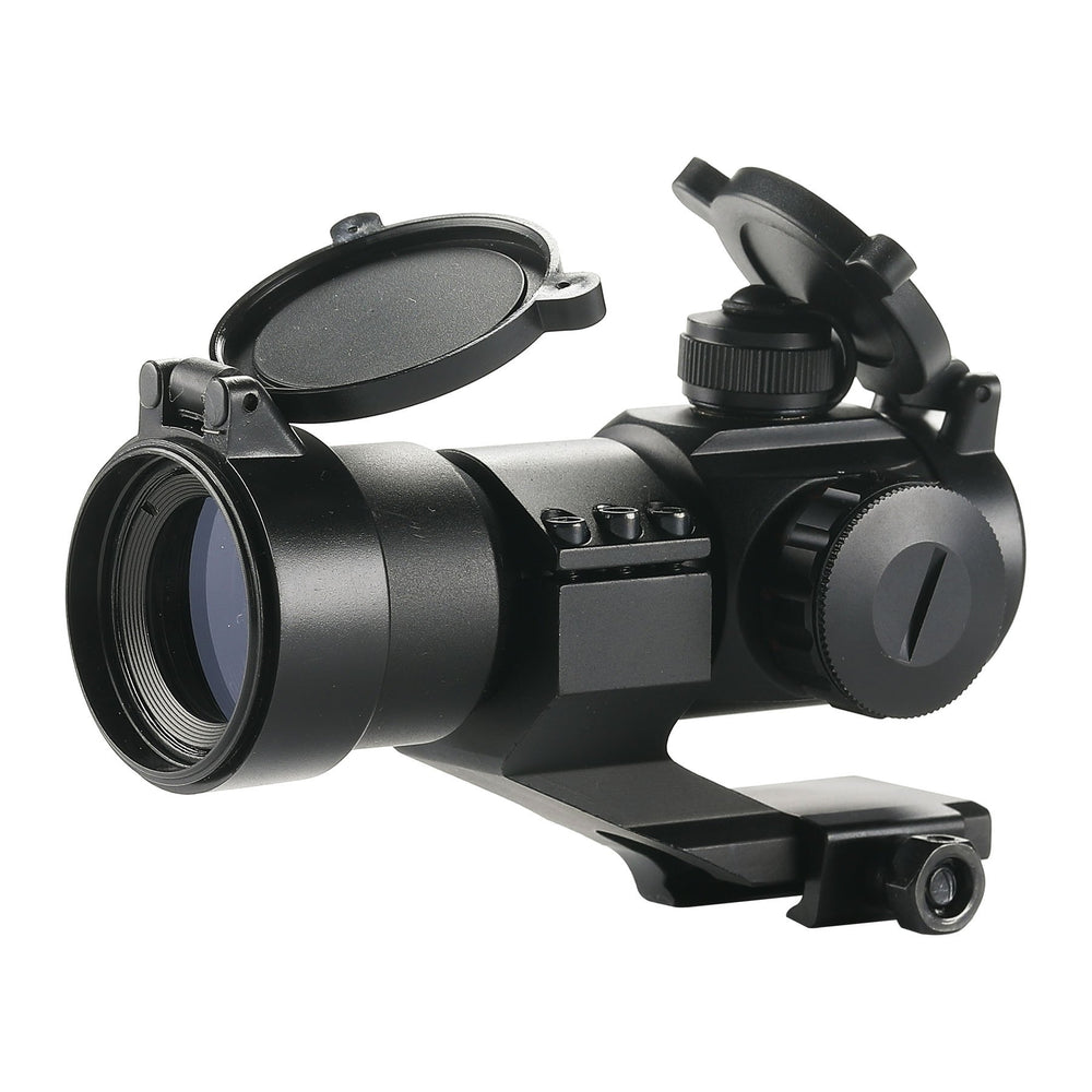 Pinty front view of reflex sight showing compact solid metal housing and durable finish
