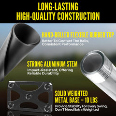 PLAYAPUT metal 10 lb base close-up showing weight and low center of gravity stability