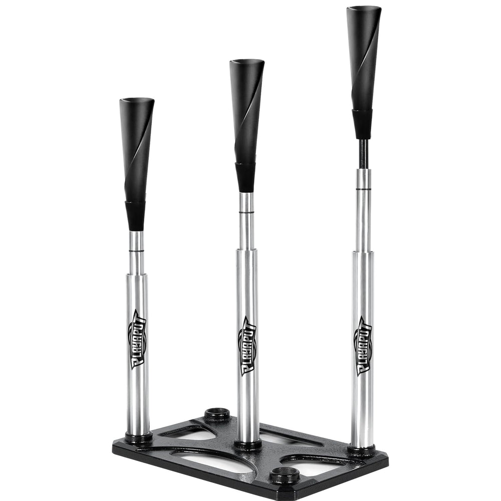 PLAYAPUT front view of batting tee showing full 20–46 inch range and stable base