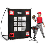 PLAYAPUT front view of pitching net and radar gun kit showing complete set and portability benefits