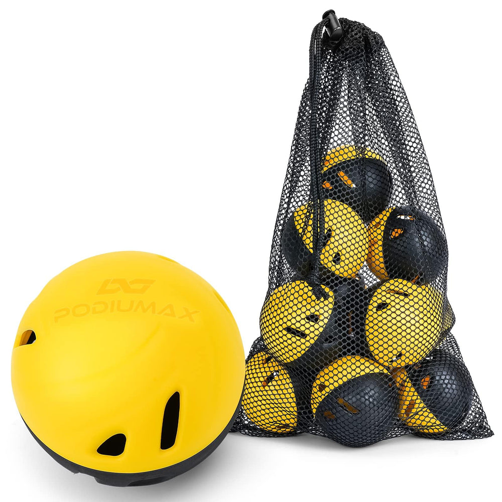 PodiuMax front pack of 12 balls showing product and portability benefit