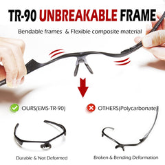 POLARS DESIGN close-up of flexible TR90 frame highlighting durability benefit