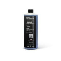 Poli Glow bottle with non-abrasive scrub pad showing application method benefit