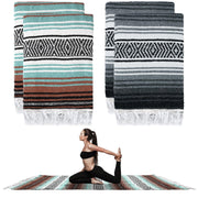 Preboun front folded blanket showing gray orange green and versatile use