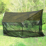 Preself front view of screen house showing full coverage and shade benefit