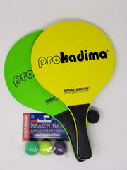 Pro Kadima front packaging showing paddles and balls, clear contents and portability