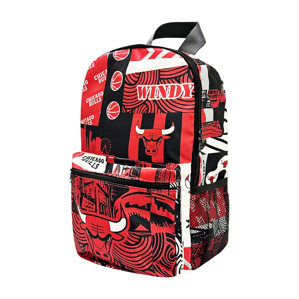 Pro Specialties Group front view of backpack showing Chicago Bulls logo and organized storage benefit