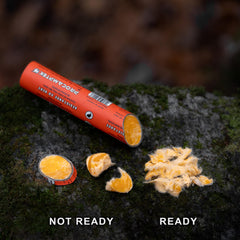 Procamptek stick in use at campsite demonstrating fast ignition and reliable flame-starting