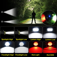PSDRIQQ rear floodlight showing red SOS mode for emergency signaling