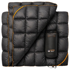 PUFFER WOLF front view showing full-size blanket and coverage benefit