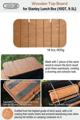 PUPACAMP birch wood close-up highlighting grain and durable UV-coated finish benefit