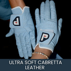 PUR3 Golf close-up of cabretta leather texture for soft durable feel