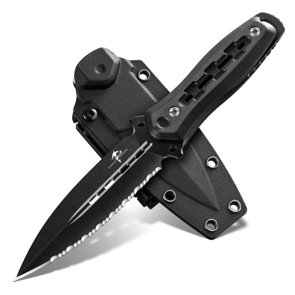Purple Dragon front view of full-tang blade showing balance and durability